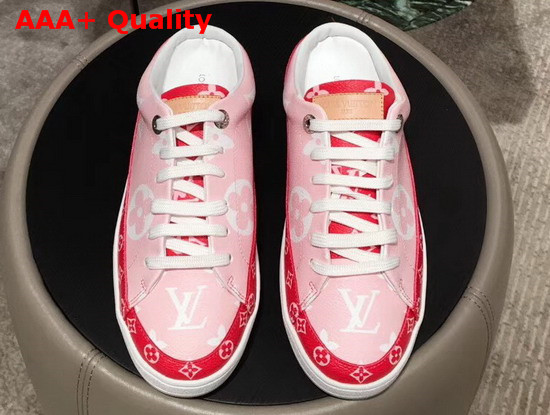 Louis Vuitton Frontrow Open Back Trainer Pink and Red Patent Monogram Canvas Replica