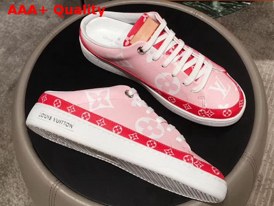 Louis Vuitton Frontrow Open Back Trainer Pink and Red Patent Monogram Canvas Replica