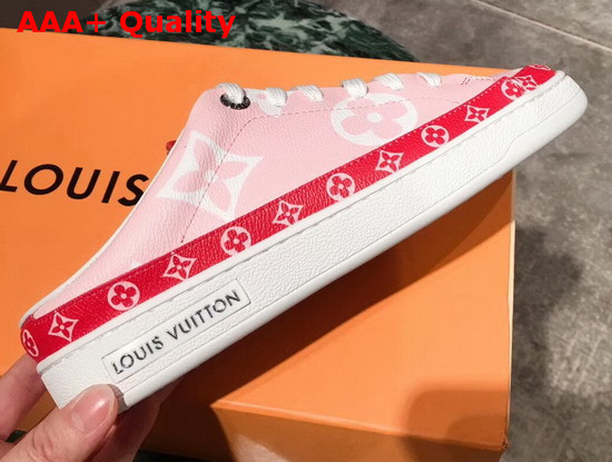 Louis Vuitton Frontrow Open Back Trainer Pink and Red Patent Monogram Canvas Replica