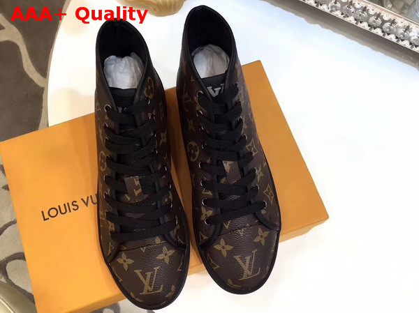 Louis Vuitton Frontrow Sneaker Boot Patent Monogram Canvas and Calf Leather Trim Replica