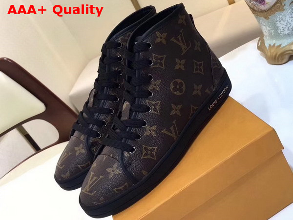 Louis Vuitton Frontrow Sneaker Boot Patent Monogram Canvas and Calf Leather Trim Replica