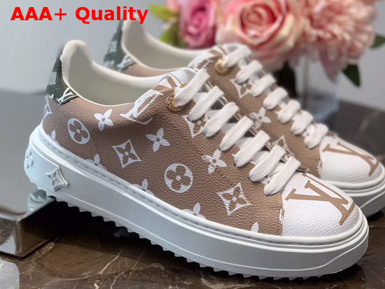 Louis Vuitton Frontrow Sneaker Nude and Khaki Patent Monogram Canvas Replica