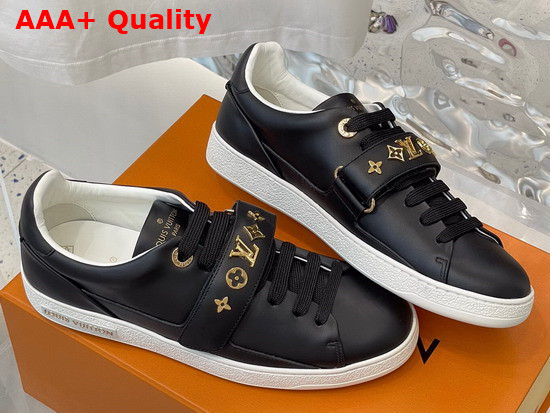 Louis Vuitton Frontrow Sneaker in Black Calf Leather with Monogram Studs 1A95QO Replica