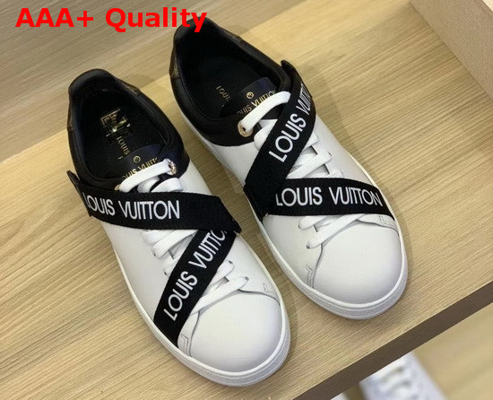 Louis Vuitton Frontrow Sneaker in White Calf Leather with Black Band Replica