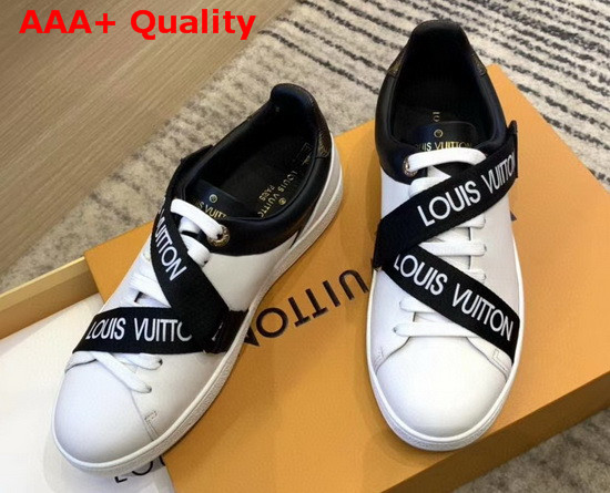 Louis Vuitton Frontrow Sneaker in White Calf Leather with Black Band Replica