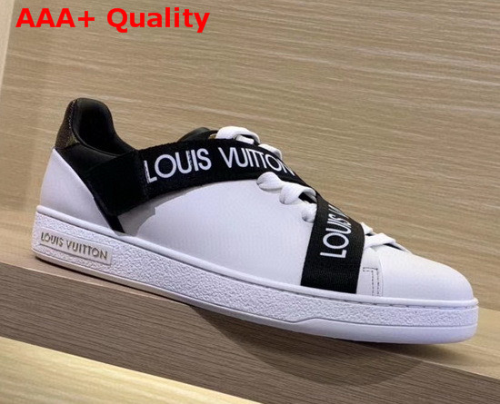 Louis Vuitton Frontrow Sneaker in White Calf Leather with Black Band Replica