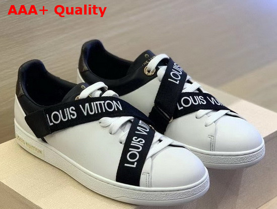 Louis Vuitton Frontrow Sneaker in White Calf Leather with Black Band Replica