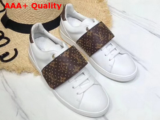 Louis Vuitton Frontrow Trainer White Calf Leather and Patent Monogram Canvas Replica