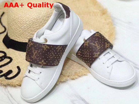 Louis Vuitton Frontrow Trainer White Calf Leather and Patent Monogram Canvas Replica