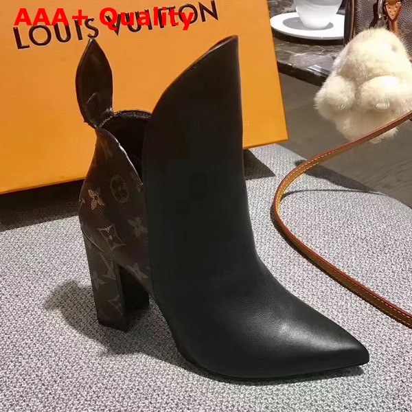 Louis Vuitton Gamble Diva Ankle Boot in Monogram Canvas and Black Plain Calf Leather 1A2VHJ Replica