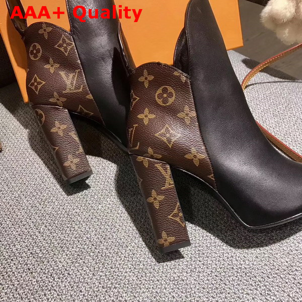 Louis Vuitton Gamble Diva Ankle Boot in Monogram Canvas and Black Plain Calf Leather 1A2VHJ Replica