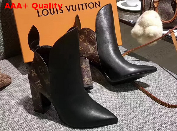 Louis Vuitton Gamble Diva Ankle Boot in Monogram Canvas and Black Plain Calf Leather 1A2VHJ Replica