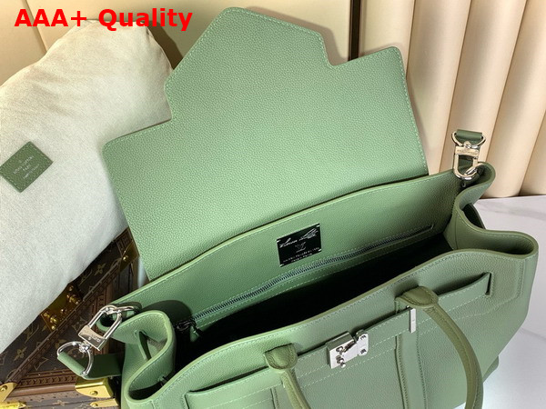 Louis Vuitton Georges Tote MM Khaki Green Cuir Millesime Calfskin Leather M23154 Replica