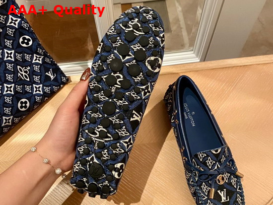 Louis Vuitton Gloria Flat Loafer Blue Monogram Jacquard Since 1854 Textile 1A8VX1 Replica