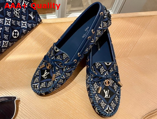 Louis Vuitton Gloria Flat Loafer Blue Monogram Jacquard Since 1854 Textile 1A8VX1 Replica