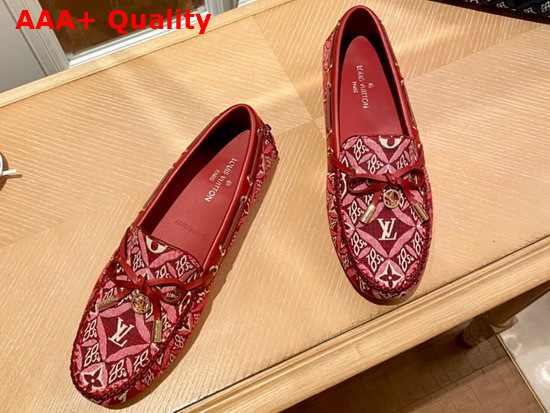 Louis Vuitton Gloria Flat Loafer Bordeaux Monogram Jacquard Since 1854 Textile Replica