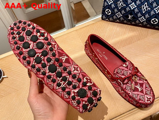 Louis Vuitton Gloria Flat Loafer Bordeaux Monogram Jacquard Since 1854 Textile Replica