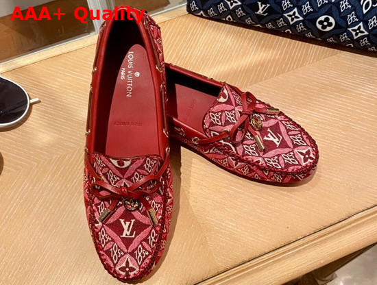 Louis Vuitton Gloria Flat Loafer Bordeaux Monogram Jacquard Since 1854 Textile Replica