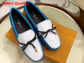 Louis Vuitton Gloria Flat Loafer in Blue and White Embossed Calf Leather Replica