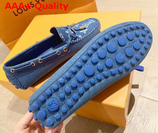 Louis Vuitton Gloria Flat Loafer in Denim Blue Monogram Denim Replica