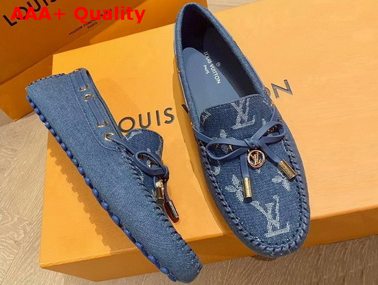 Louis Vuitton Gloria Flat Loafer in Denim Blue Monogram Denim Replica