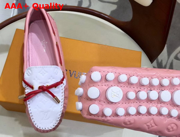 Louis Vuitton Gloria Flat Loafer in Pink and White Embossed Calf Leather Replica