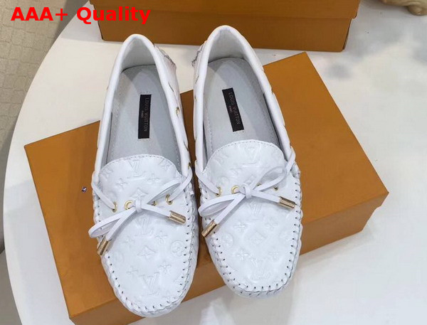 Louis Vuitton Gloria Flat Loafer in White Embossed Calf Leather Replica