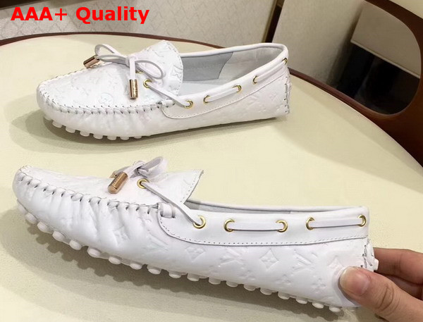 Louis Vuitton Gloria Flat Loafer in White Embossed Calf Leather Replica