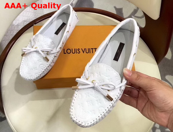 Louis Vuitton Gloria Flat Loafer in White Embossed Calf Leather Replica