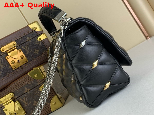 Louis Vuitton Go 14 MM Handbag in Black Quilted Lambskin with Distinctive Malletage Pattern Replica