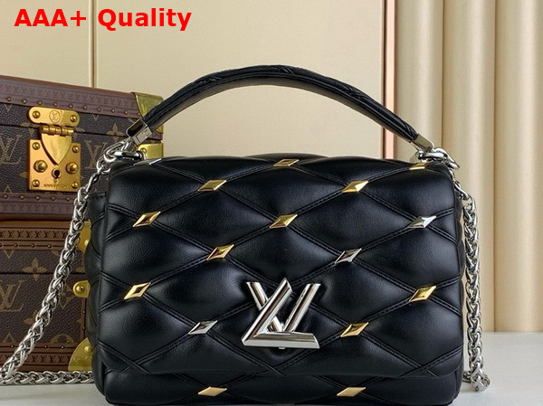 Louis Vuitton Go 14 MM Handbag in Black Quilted Lambskin with Distinctive Malletage Pattern Replica