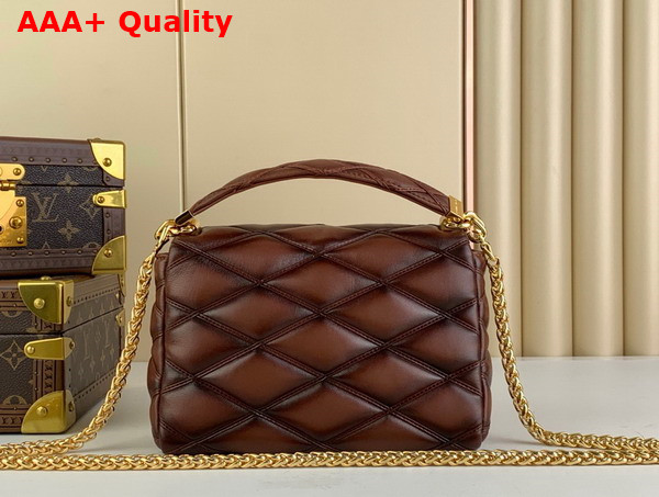 Louis Vuitton Go 14 MM Handbag in Brown and Black Lamb Leather Replica