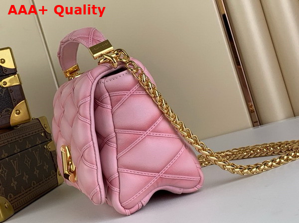 Louis Vuitton Go 14 MM Handbag in Pink Lambskin Quilted Malletage Pattern Replica