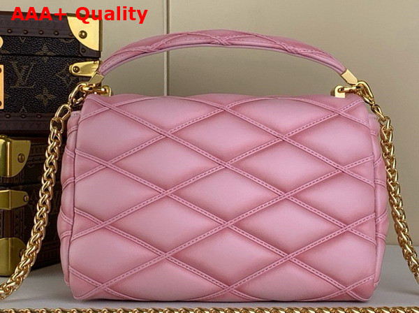 Louis Vuitton Go 14 MM Handbag in Pink Lambskin Quilted Malletage Pattern Replica