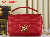 Louis Vuitton Go 14 MM Handbag in Red Lambskin in a Quilted Pattern M25106 Replica