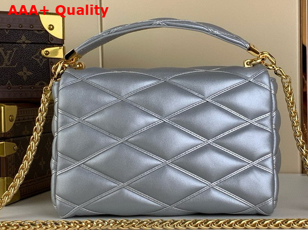 Louis Vuitton Go 14 MM Handbag in Silver Lambskin Quilted Malletage Pattern M25107 Replica