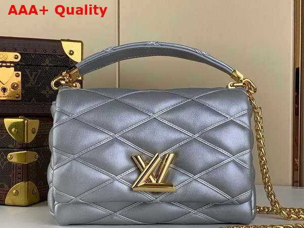 Louis Vuitton Go 14 MM Handbag in Silver Lambskin Quilted Malletage Pattern M25107 Replica