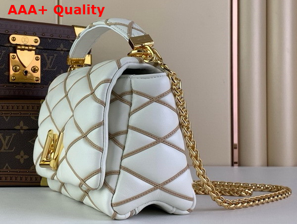 Louis Vuitton Go 14 MM Handbag in White and Nude Quilted Lambskin Replica