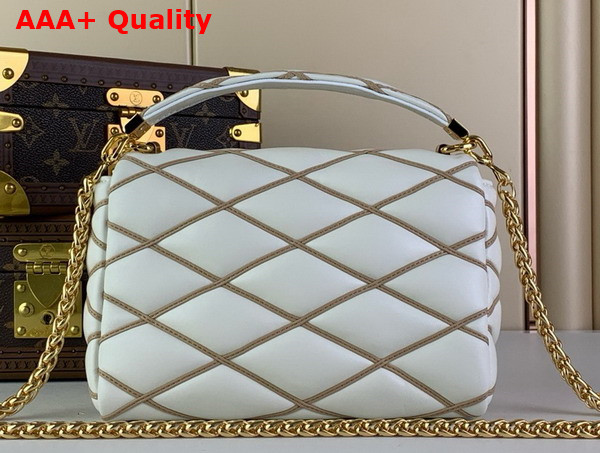 Louis Vuitton Go 14 MM Handbag in White and Nude Quilted Lambskin Replica