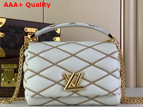 Louis Vuitton Go 14 MM Handbag in White and Nude Quilted Lambskin Replica