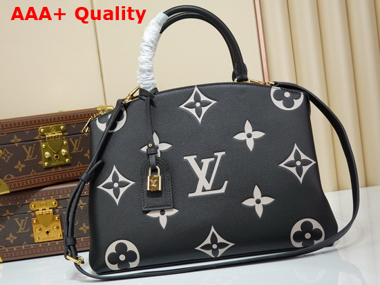 Louis Vuitton Grand Palais Tote Bag Bicolor Monogram Empreinte Leather Black Beige M45842 Replica