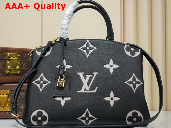 Louis Vuitton Grand Palais Tote Bag Bicolor Monogram Empreinte Leather Black Beige M45842 Replica