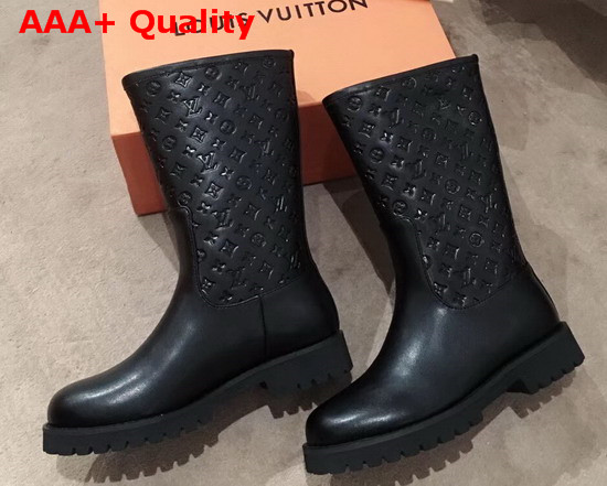 Louis Vuitton Half Boot in Black Taurillon Monogram Leather and Plain Calf Leather Replica