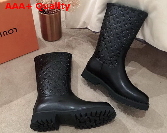 Louis Vuitton Half Boot in Black Taurillon Monogram Leather and Plain Calf Leather Replica