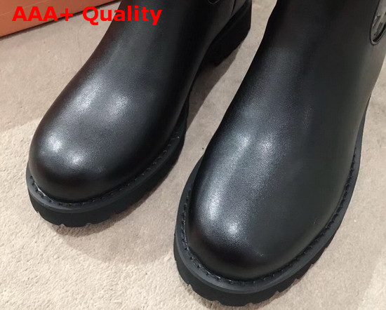 Louis Vuitton Half Boot in Black Taurillon Monogram Leather and Plain Calf Leather Replica