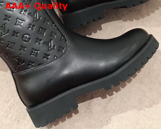 Louis Vuitton Half Boot in Black Taurillon Monogram Leather and Plain Calf Leather Replica