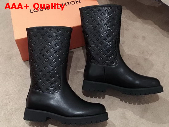 Louis Vuitton Half Boot in Black Taurillon Monogram Leather and Plain Calf Leather Replica