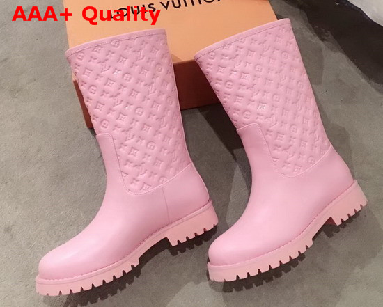 Louis Vuitton Half Boot in Pink Taurillon Monogram Leather and Plain Calf Leather Replica