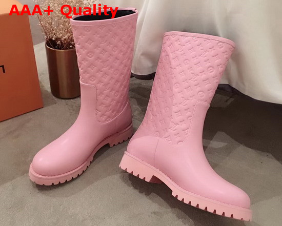 Louis Vuitton Half Boot in Pink Taurillon Monogram Leather and Plain Calf Leather Replica