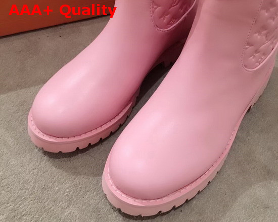 Louis Vuitton Half Boot in Pink Taurillon Monogram Leather and Plain Calf Leather Replica